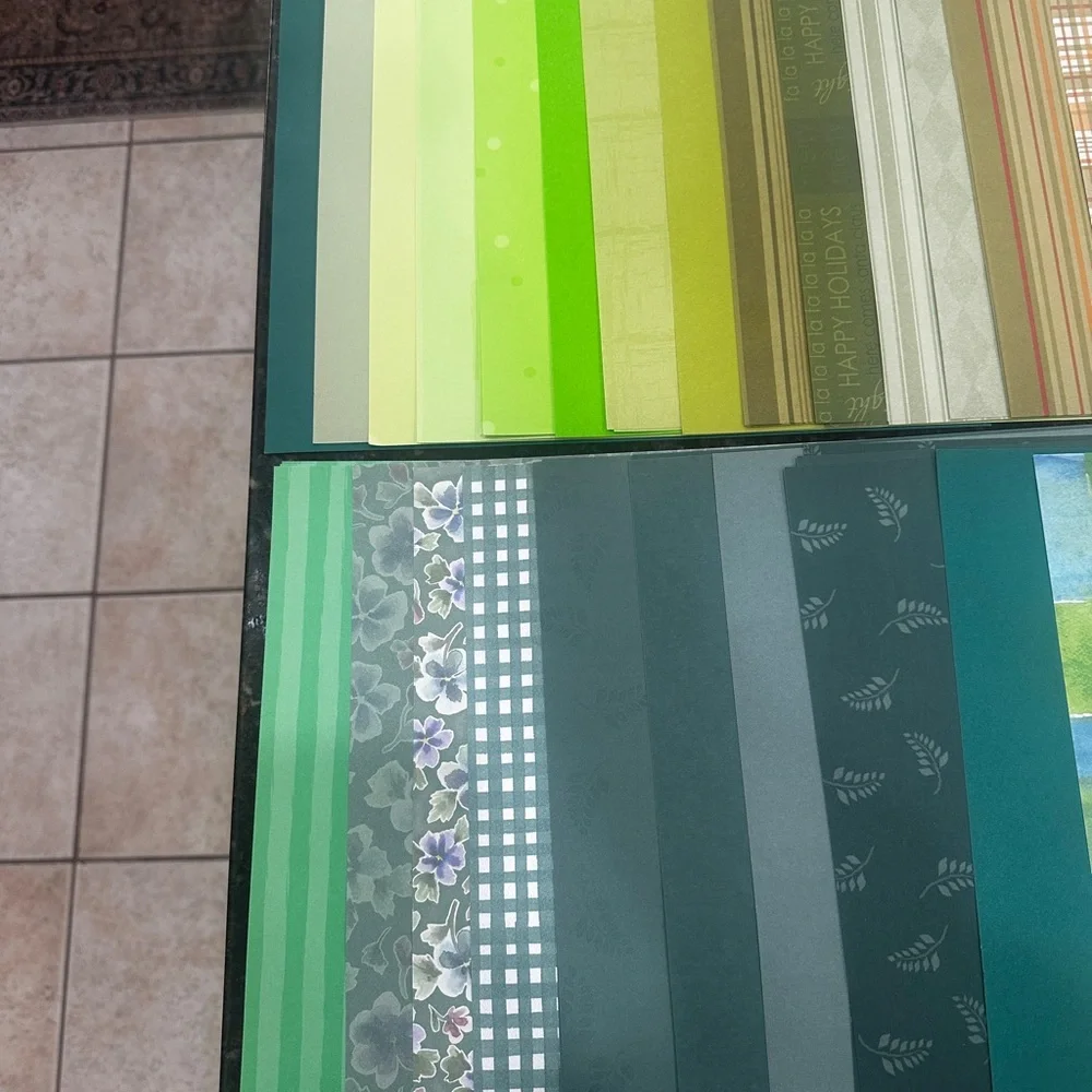 Assorted Green and Gray Patterned Paper Set - Picture 3 of 6